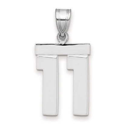 14k White Goldw Medium Polished Number 11 Charm