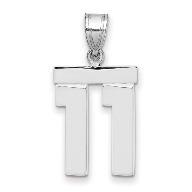 14k White Goldw Medium Polished Number 11 Charm