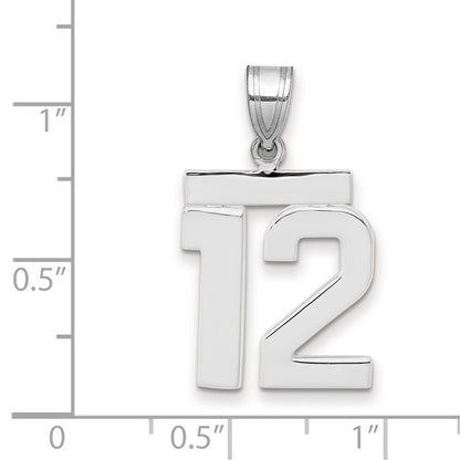 14k White Goldw Medium Polished Number 12 Charm