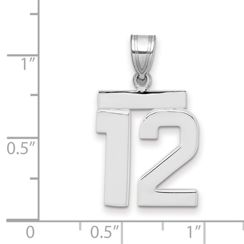 14k White Goldw Medium Polished Number 12 Charm