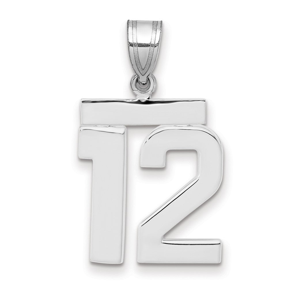 14k White Goldw Medium Polished Number 12 Charm