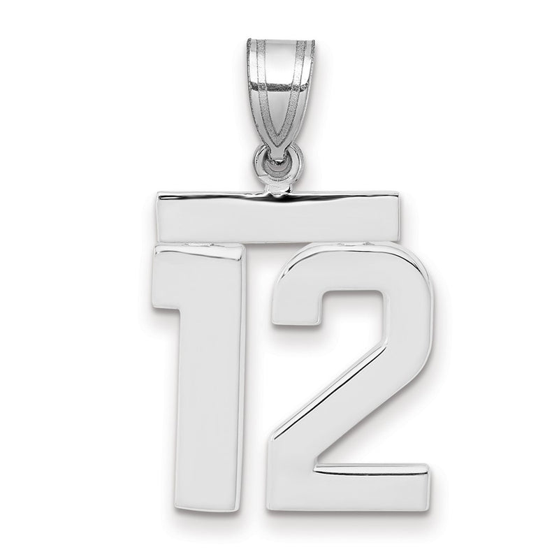 14k White Goldw Medium Polished Number 12 Charm