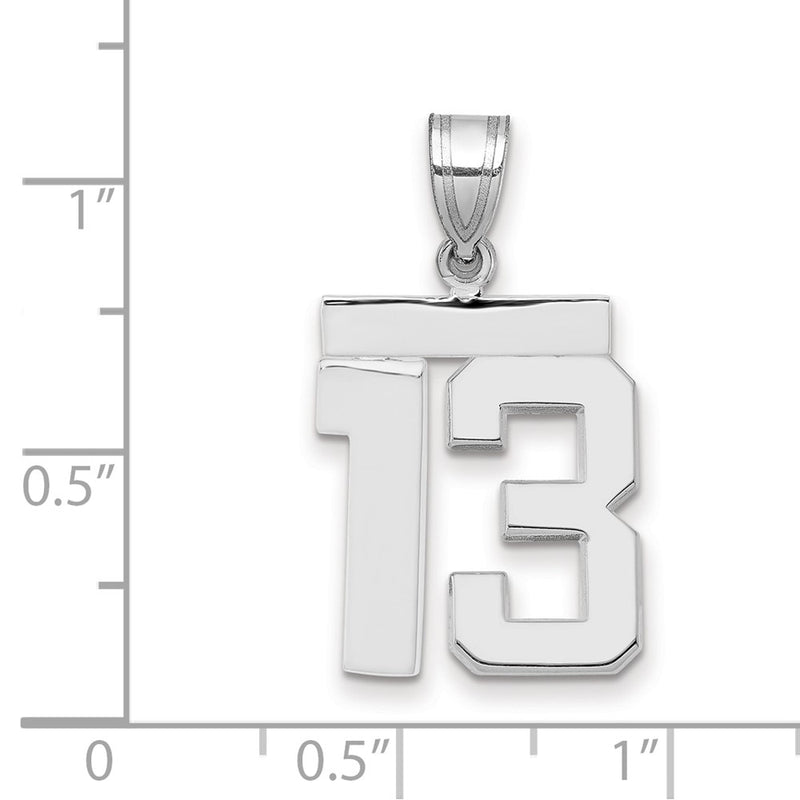 14k White Goldw Medium Polished Number 13 Charm