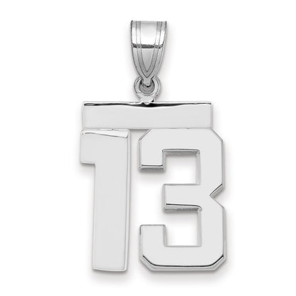 14k White Goldw Medium Polished Number 13 Charm