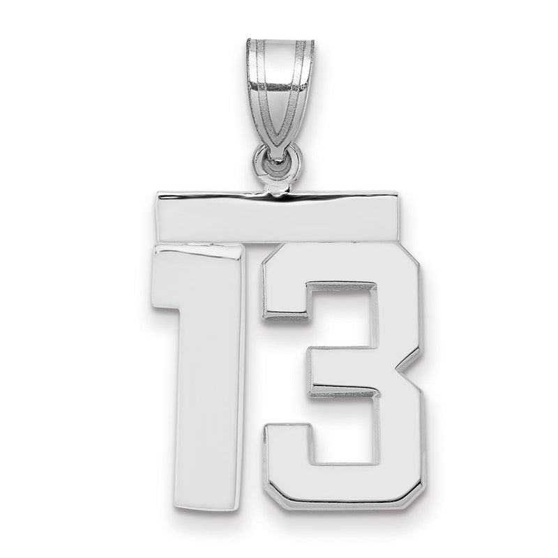 14k White Goldw Medium Polished Number 13 Charm