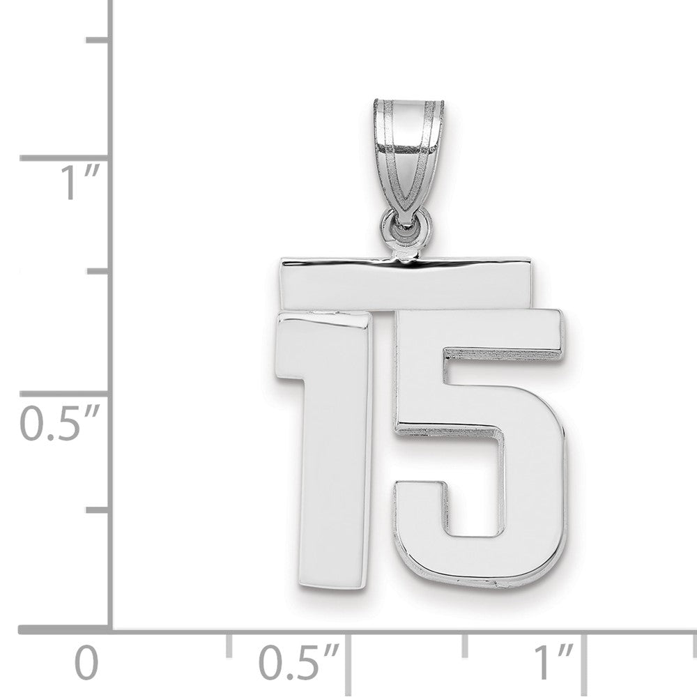 14k White Goldw Medium Polished Number 15 Charm