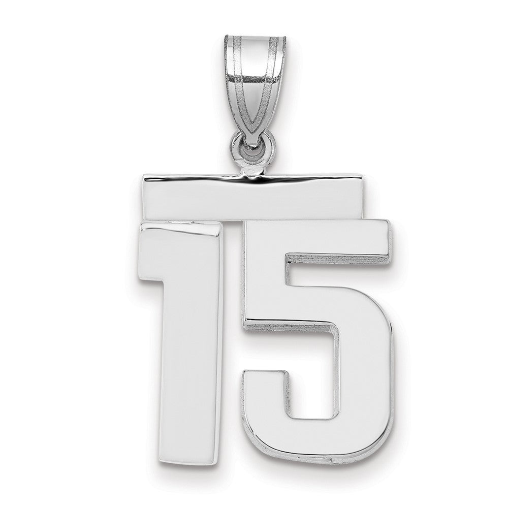14k White Goldw Medium Polished Number 15 Charm