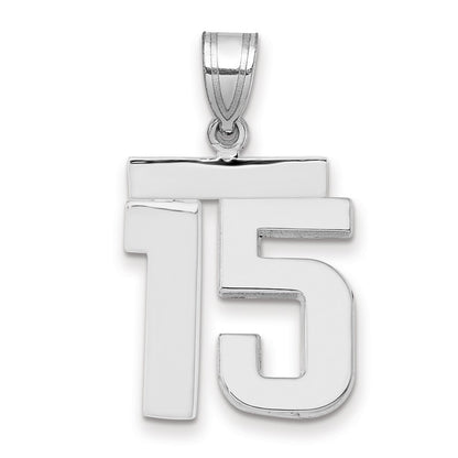 14k White Goldw Medium Polished Number 15 Charm