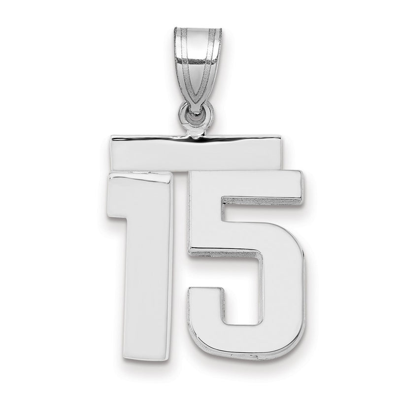 14k White Goldw Medium Polished Number 15 Charm
