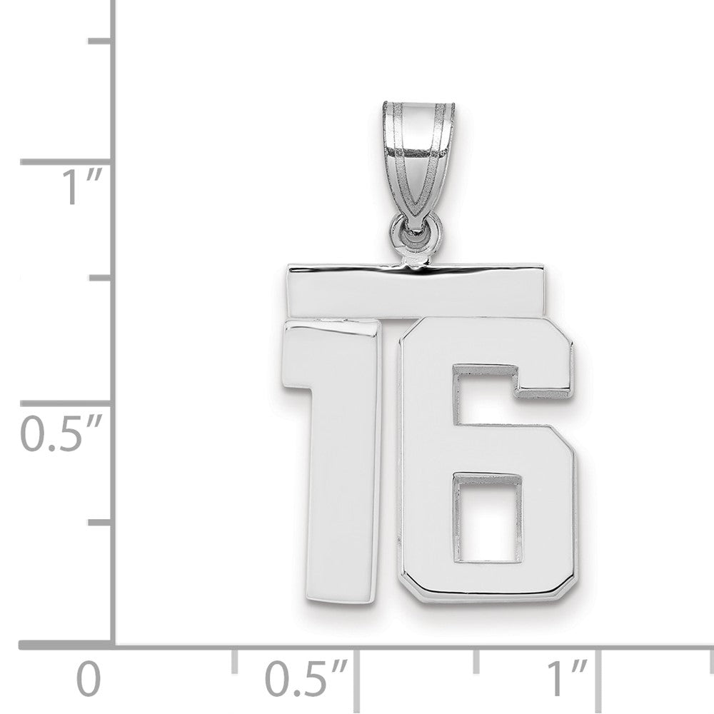 14k White Goldw Medium Polished Number 16 Charm