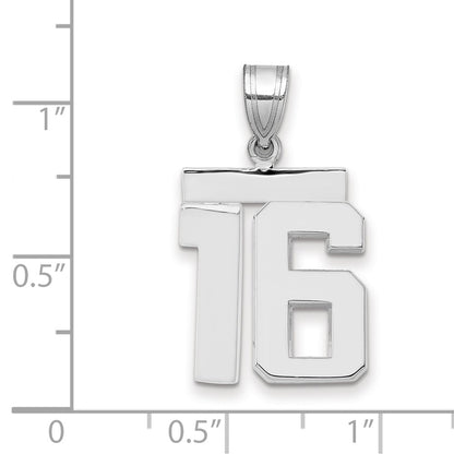 14k White Goldw Medium Polished Number 16 Charm