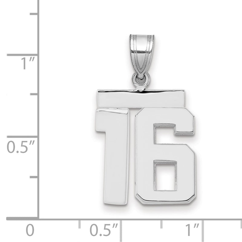 14k White Goldw Medium Polished Number 16 Charm