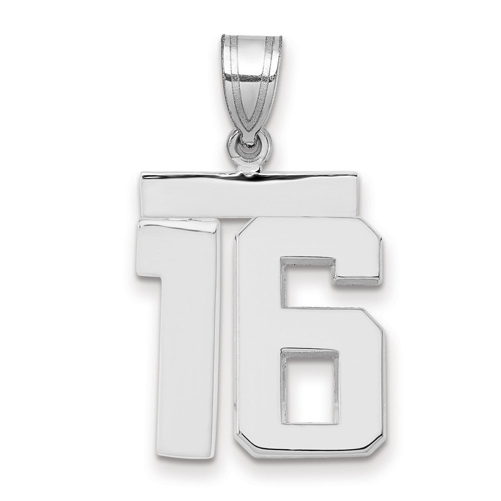 14k White Goldw Medium Polished Number 16 Charm