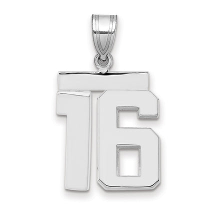 14k White Goldw Medium Polished Number 16 Charm