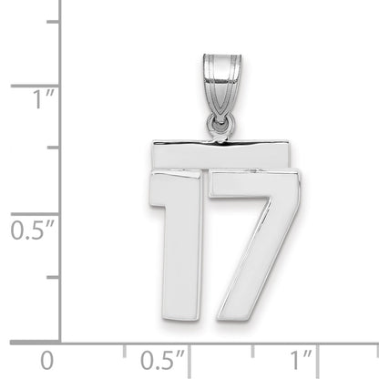 14k White Goldw Medium Polished Number 17 Charm