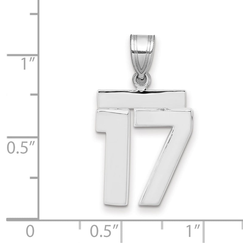 14k White Goldw Medium Polished Number 17 Charm