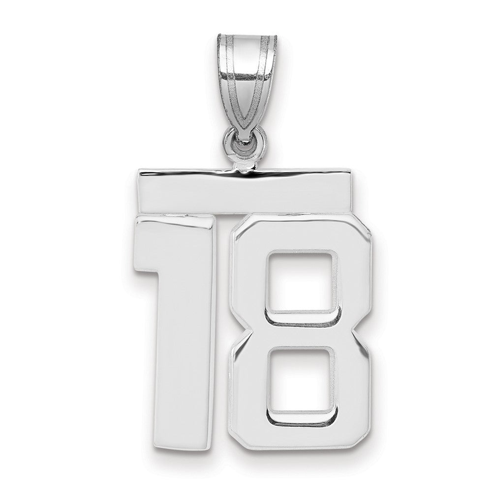 14k White Goldw Medium Polished Number 18 Charm