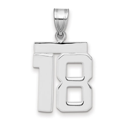 14k White Goldw Medium Polished Number 18 Charm