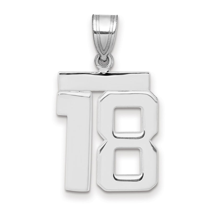 14k White Goldw Medium Polished Number 18 Charm
