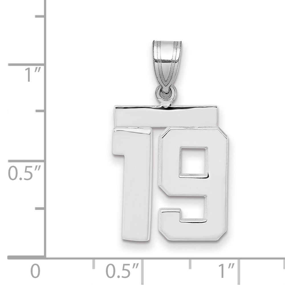 14k White Goldw Medium Polished Number 19 Charm