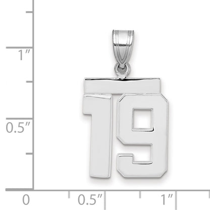 14k White Goldw Medium Polished Number 19 Charm