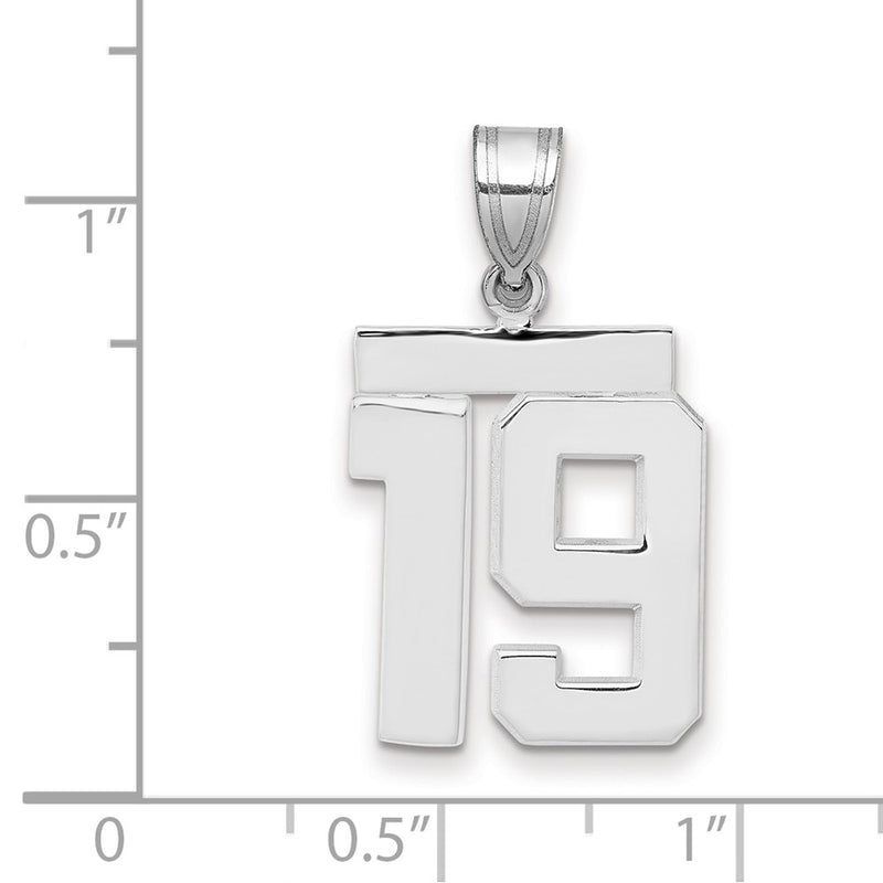 14k White Goldw Medium Polished Number 19 Charm