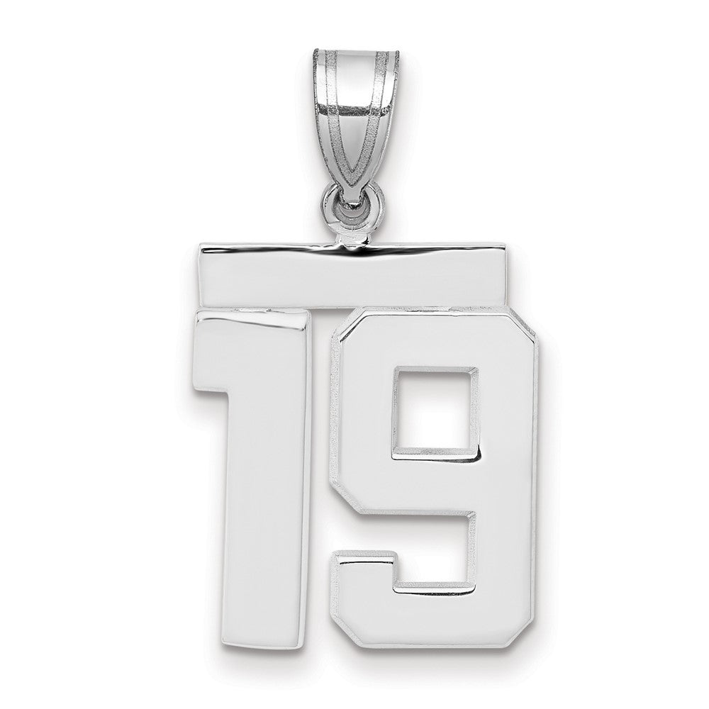 14k White Goldw Medium Polished Number 19 Charm