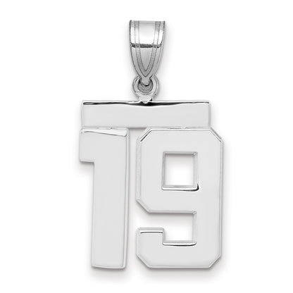 14k White Goldw Medium Polished Number 19 Charm