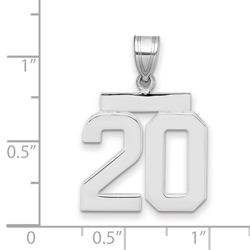 14k White Goldw Medium Polished Number 20 Charm
