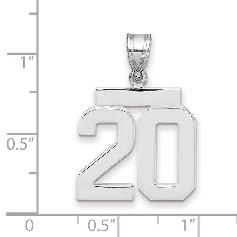 14k White Goldw Medium Polished Number 20 Charm