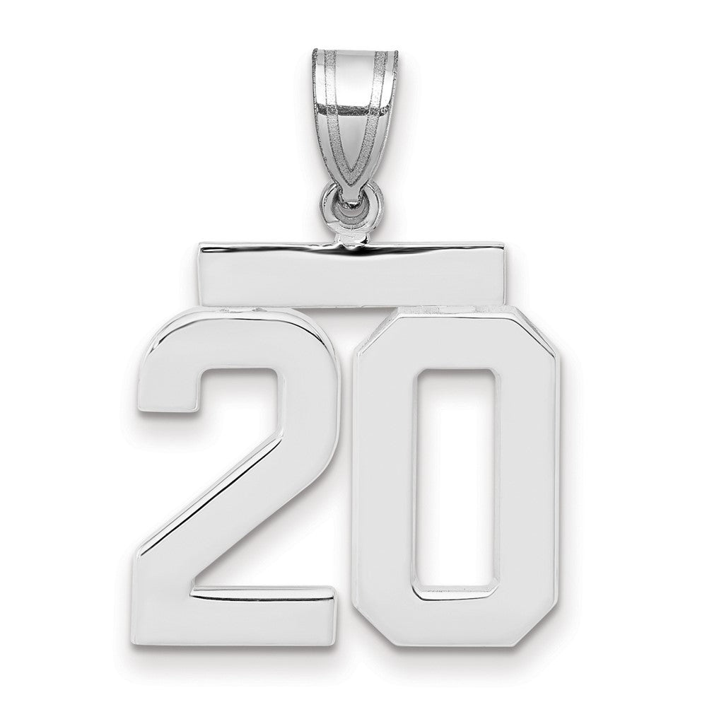 14k White Goldw Medium Polished Number 20 Charm