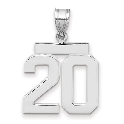 14k White Goldw Medium Polished Number 20 Charm