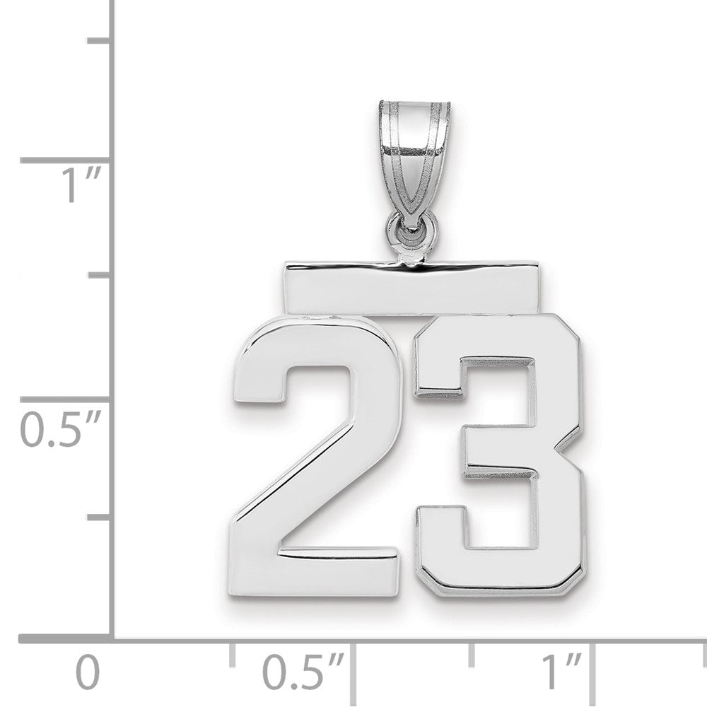 14k White Goldw Medium Polished Number 23 Charm