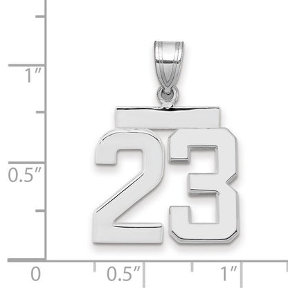 14k White Goldw Medium Polished Number 23 Charm