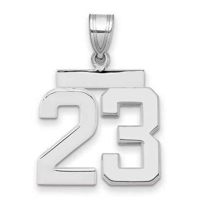 14k White Goldw Medium Polished Number 23 Charm