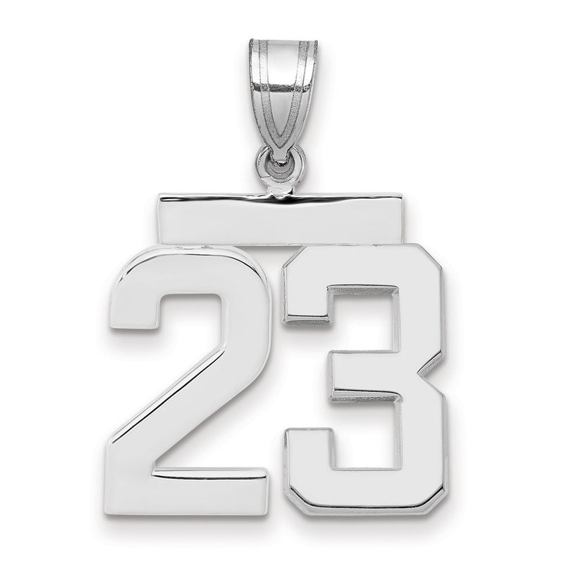 14k White Goldw Medium Polished Number 23 Charm