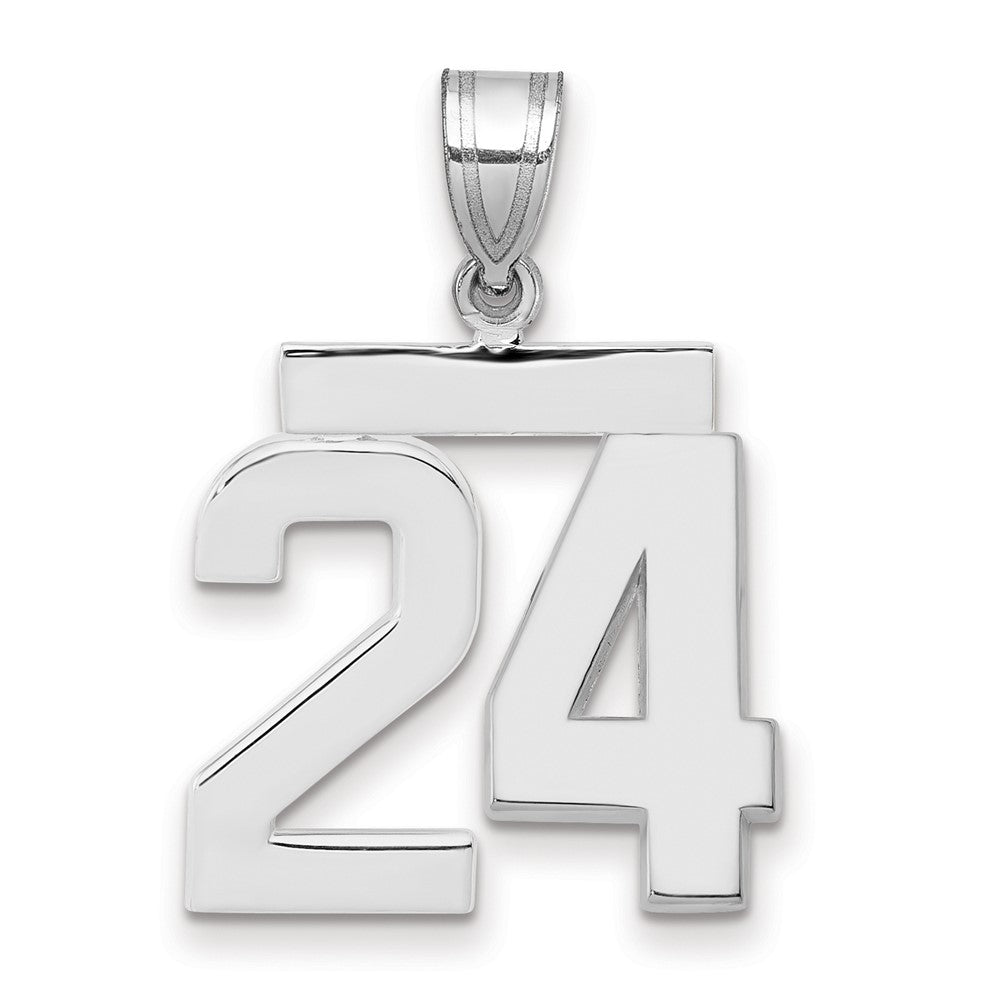 14k White Goldw Medium Polished Number 24 Charm
