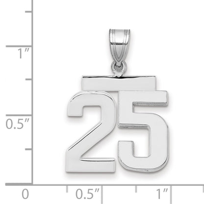 14k White Goldw Medium Polished Number 25 Charm
