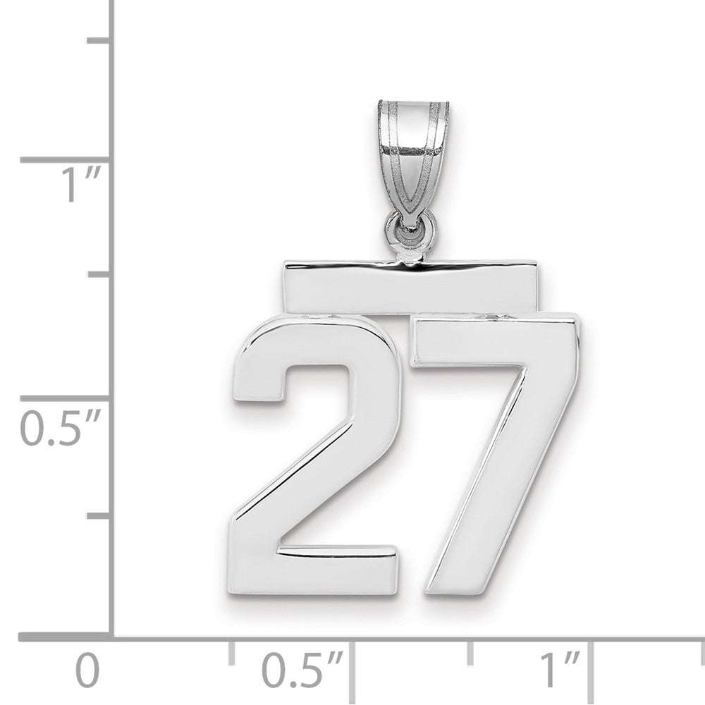 14k White Goldw Medium Polished Number 27 Charm