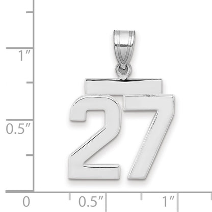 14k White Goldw Medium Polished Number 27 Charm