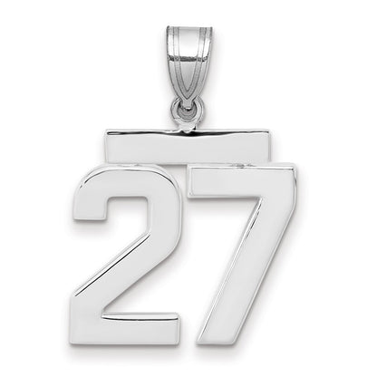 14k White Goldw Medium Polished Number 27 Charm