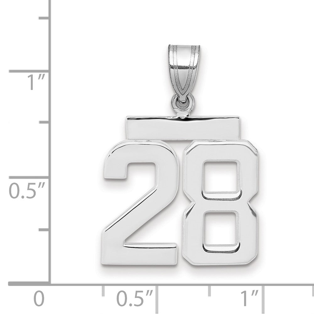 14k White Goldw Medium Polished Number 28 Charm