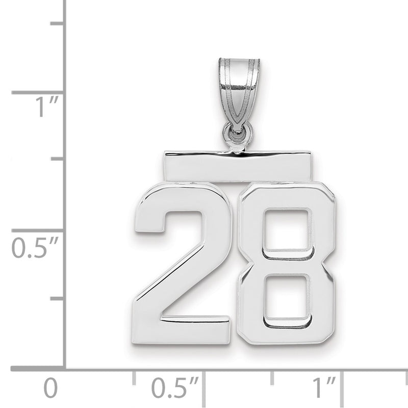 14k White Goldw Medium Polished Number 28 Charm