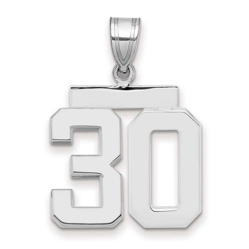 14k White Goldw Medium Polished Number 30 Charm