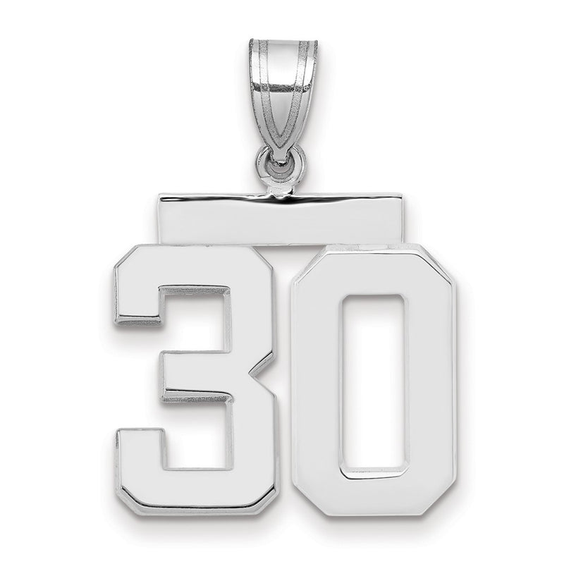 14k White Goldw Medium Polished Number 30 Charm