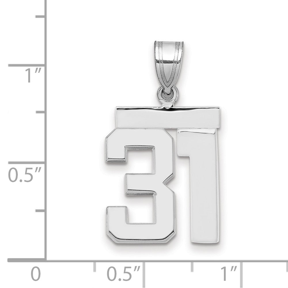 14k White Goldw Medium Polished Number 31 Charm