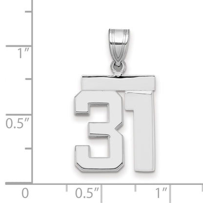 14k White Goldw Medium Polished Number 31 Charm
