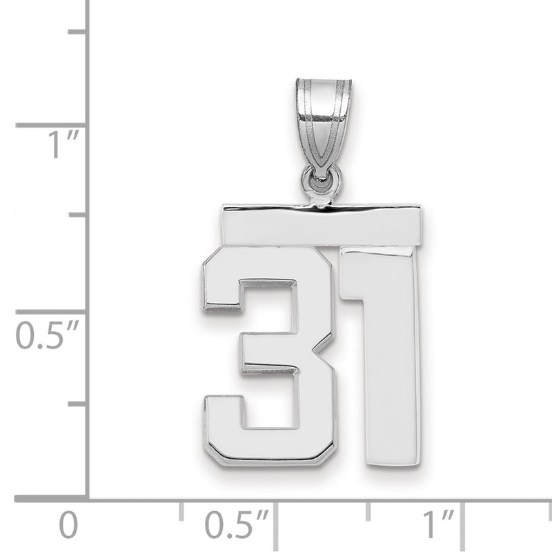 14k White Goldw Medium Polished Number 31 Charm