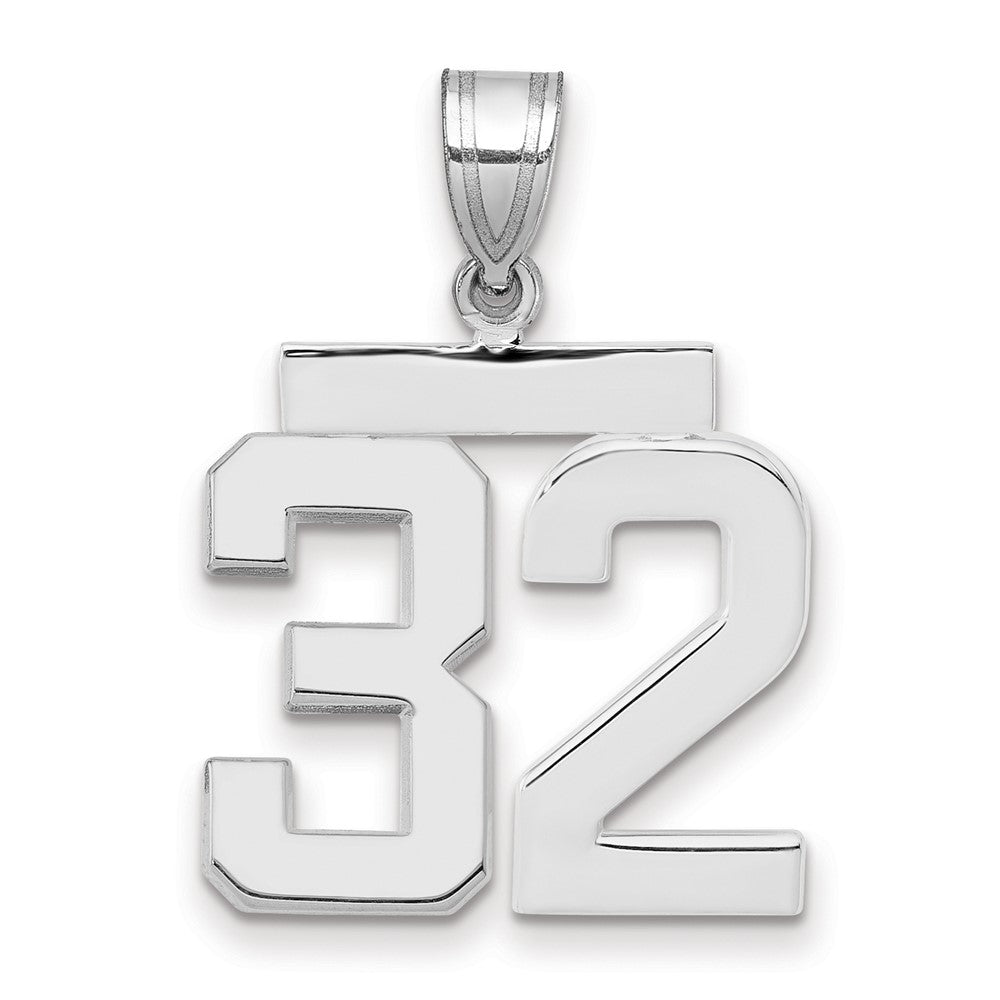 14k White Goldw Medium Polished Number 32 Charm