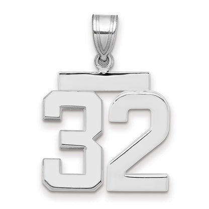 14k White Goldw Medium Polished Number 32 Charm